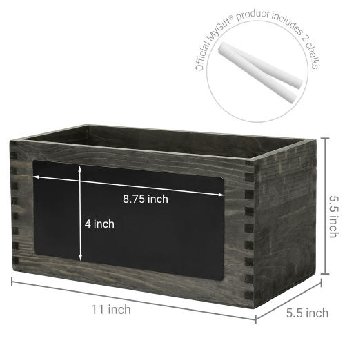 Vintage Gray Wood Mail Sorter Box w/ Chalkboard Surface-MyGift