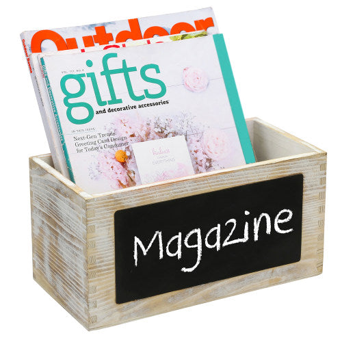 Whitewashed Wood Magazine & Mail Sorter Box w/ Chalkboard Surface-MyGift