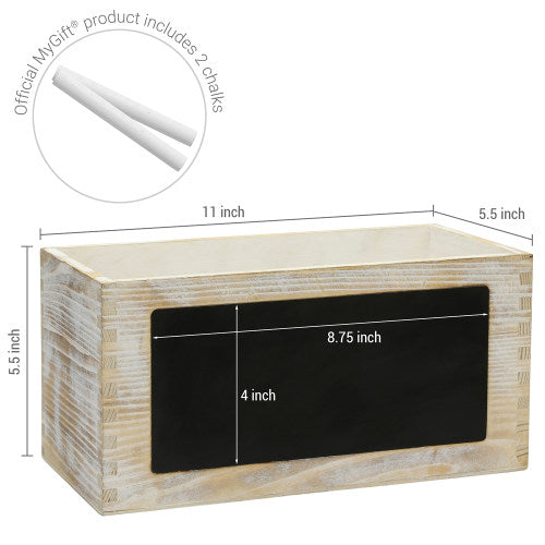 Whitewashed Wood Magazine & Mail Sorter Box w/ Chalkboard Surface-MyGift