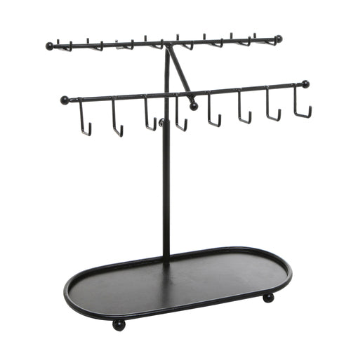 Adjustable Black Metal Jewelry Organizer w/Ring Tray-MyGift