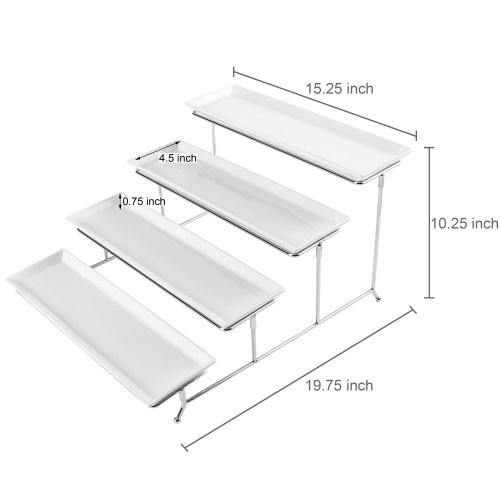 White Ceramic and Chrome Buffet Riser - MyGift