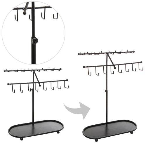 Adjustable Black Metal Jewelry Organizer w/Ring Tray-MyGift