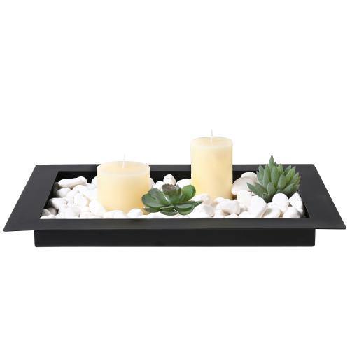 Black Metal Wide Rim Centerpiece Tray - MyGift