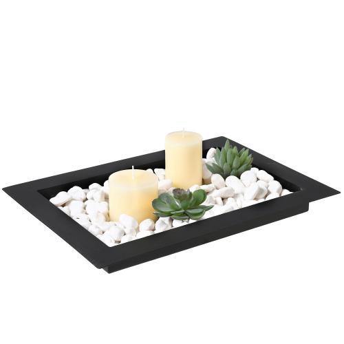 Black Metal Wide Rim Centerpiece Tray - MyGift