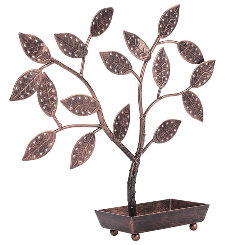 Jewelry Hanger Holder Tree with Ring Dish Tray, Bronze-MyGift