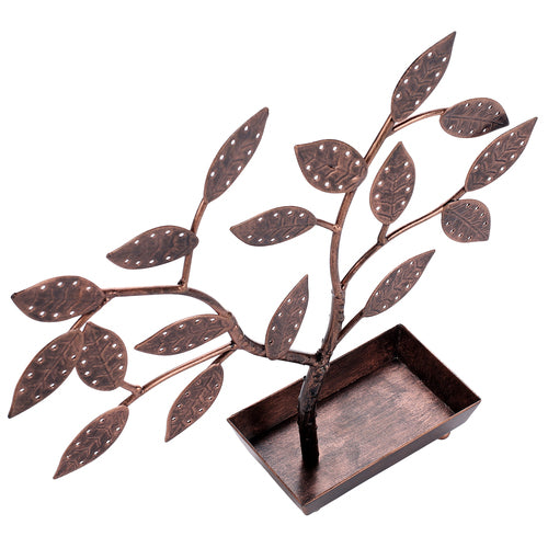 Jewelry Hanger Holder Tree with Ring Dish Tray, Bronze-MyGift