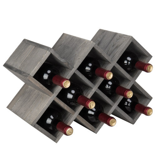 Gray Wood 8-Bottle Wine Rack-MyGift