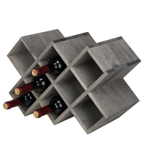 Gray Wood 8-Bottle Wine Rack-MyGift