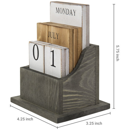 Vintage Style Solid Wood Perpetual Calendar-MyGift