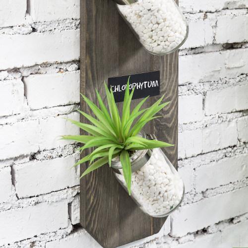 Gray Wood Mason Jar Indoor Planter Garden w/ Chalkboard Labels - MyGift