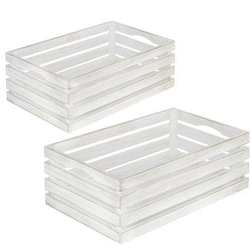 Whitewashed Nesting Wood Storage Crates, Set of 2-MyGift