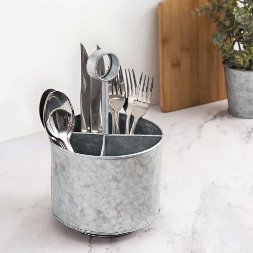 Galvanized Silver Metal Flatware Server Caddy - MyGift