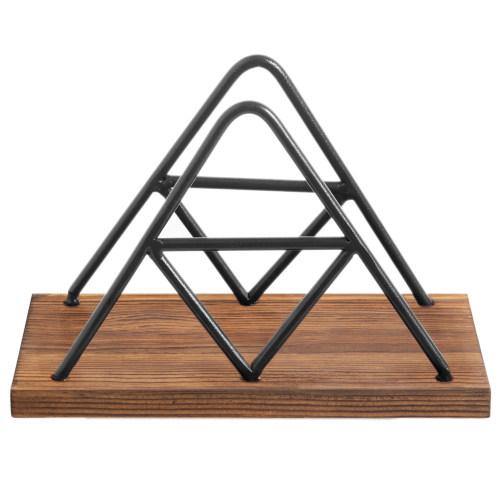 Triangle Design Metal Wire & Brown Wood Napkin Holder - MyGift