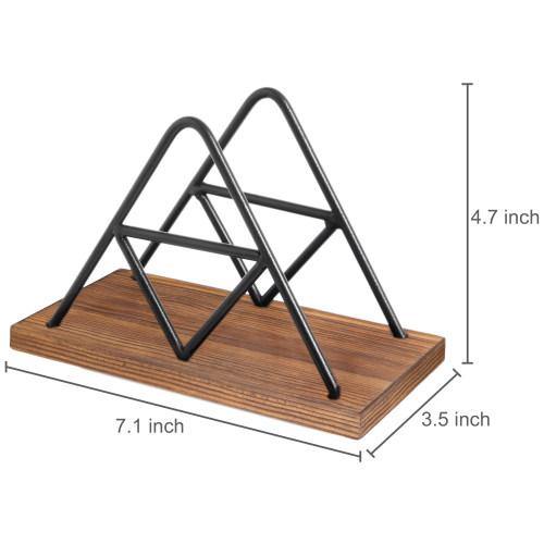 Triangle Design Metal Wire & Brown Wood Napkin Holder - MyGift