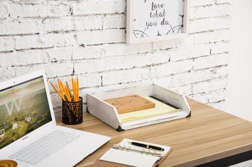 Vintage White Wood Stackable Document Tray - MyGift