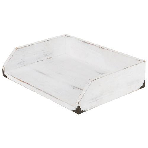 Vintage White Wood Stackable Document Tray - MyGift