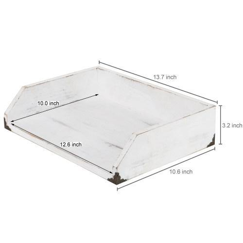 Vintage White Wood Stackable Document Tray - MyGift