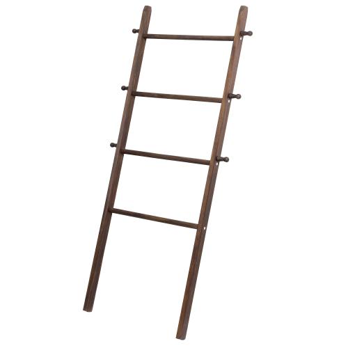 Wall-Leaning Dark Brown Wood Garment Ladder-Style Wall Rack-MyGift