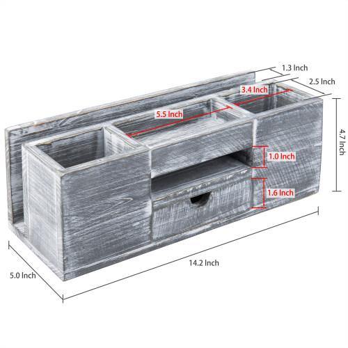 Rustic Gray Wood Desktop Organizer - MyGift