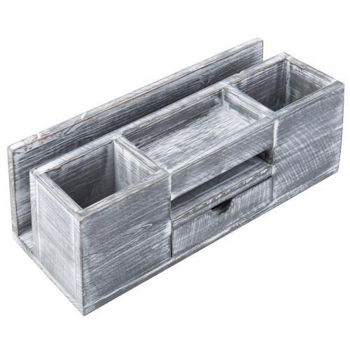 Rustic Gray Wood Desktop Organizer - MyGift