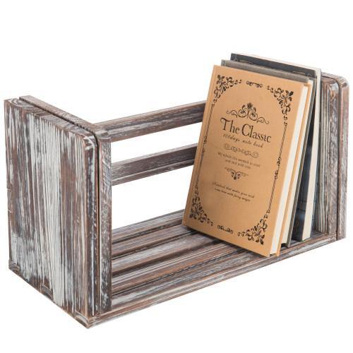 Expandable Torched Wood Desktop Bookshelf - MyGift