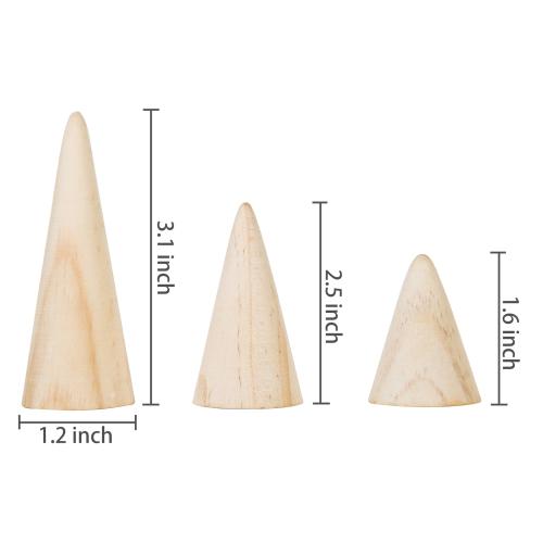 Set of 6 Natural Wood Cone Ring Holders-MyGift
