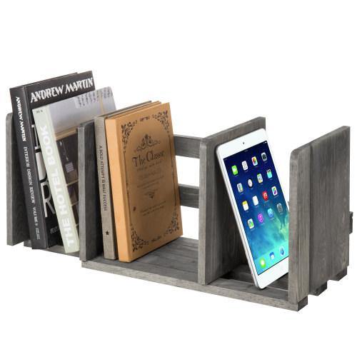 Gray Expandable Wood Desktop Bookshelf - MyGift