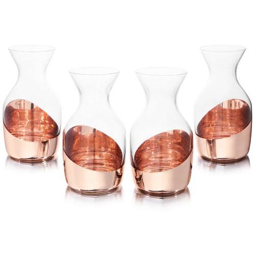 Copper Accented Serving Mini 6 oz Glass Carafes, Set of 4 – MyGift
