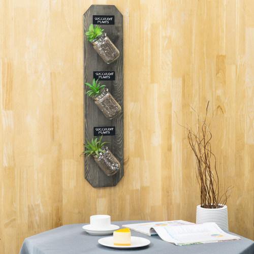 Gray Wood Mason Jar Indoor Planter Garden w/ Chalkboard Labels - MyGift