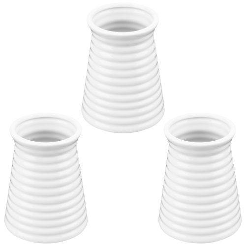 Small Ribbed Design White Ceramic Vase, Set of 3 - MyGift