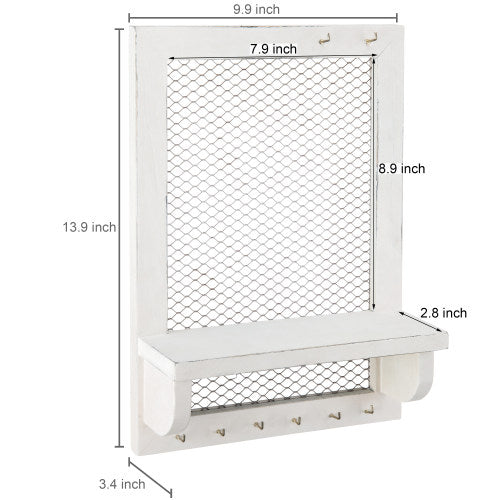 Vintage White Wood & Mesh Jewelry Display Shelf-MyGift