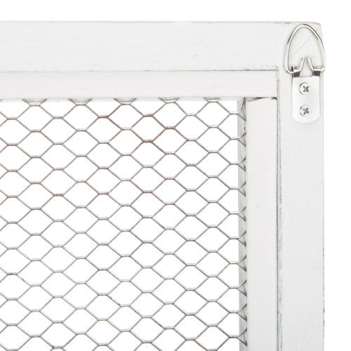Vintage White Wood & Mesh Jewelry Display Shelf-MyGift