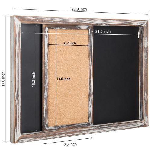 Torched Wood Wall-Mounted Magnetic Chalkboard & Sliding Cork Board - MyGift