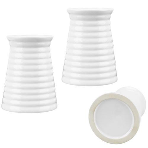 Small Ribbed Design White Ceramic Vase, Set of 3 - MyGift