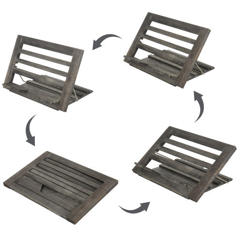Folding Gray Wood Cookbook Holder-MyGift