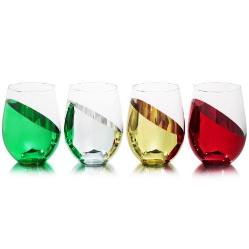 Multicolored Stemless Wine Glasses, Set of 4 - MyGift