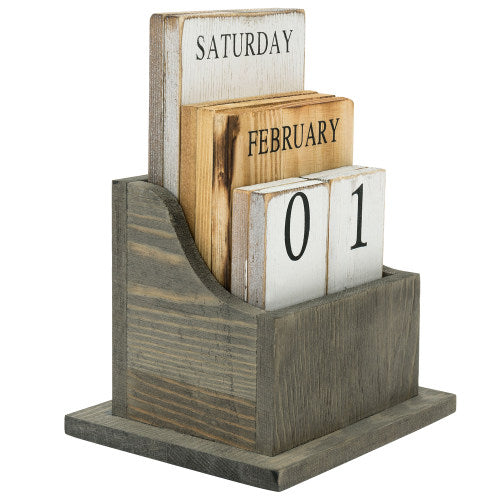 Vintage Style Solid Wood Perpetual Calendar-MyGift
