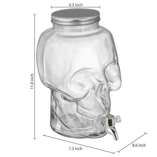 1-Gallon Glass Skull Drink Dispenser, Clear - MyGift
