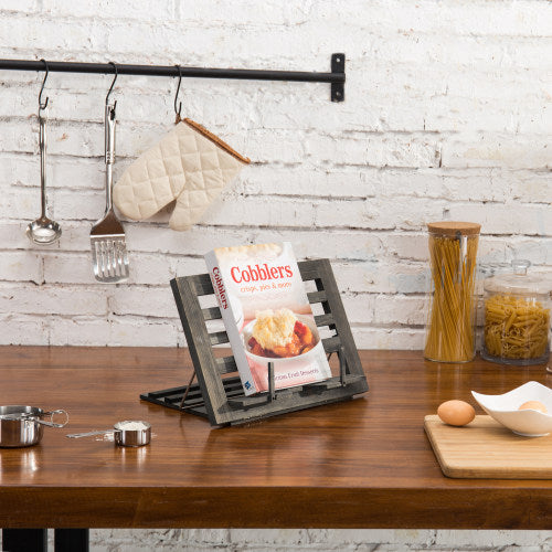 Folding Gray Wood Cookbook Holder-MyGift