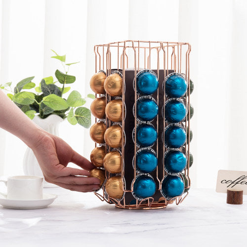 Copper 360 Degree Rotating Coffee Pod and Sleeve Countertop Organizer Rack-MyGift