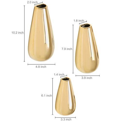 Metallic Gold-Tone Wall-Mounted Vases, Set of 3 - MyGift