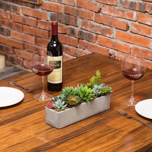 Faux Succulent Plants in Gray Cement Pot - MyGift
