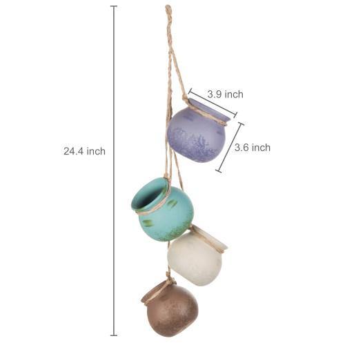 Hanging Ceramic Planter Set, Pastel Multi-Color - MyGift