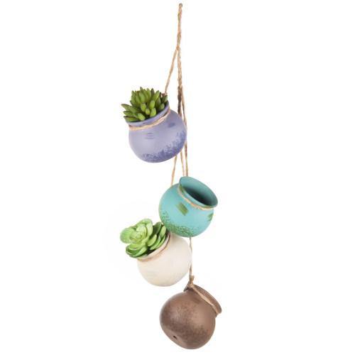 Hanging Ceramic Planter Set, Pastel Multi-Color - MyGift