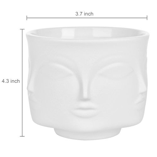 White Ceramic Guanyin Multi-Face Succulent Planter-MyGift