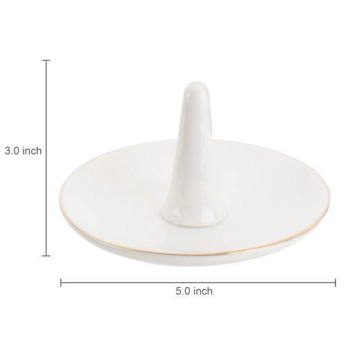 White Ceramic Jewelry Dish with Gold Trim - MyGift
