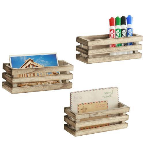 Burnt Wood Magnetic Mini Storage Crates, Set of 3 - MyGift