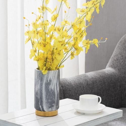 Matte Ceramic Marble Pattern Vase with Gold Tone Base - MyGift