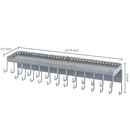 Wall-Mounted Silver Jewelry Organizer with Display Shelf-MyGift