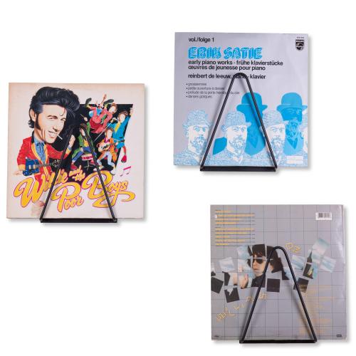 Black Wrought Iron Wall-Mounted Record/Magazine Holders, Set of 3-MyGift